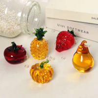 1 Pc Pumpkin Strawberry Fruit Ornaments Simulated Glass Crafts Desktop Crystal Ornaments Mini Pumpkin Strawberry Pineapple