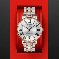 TISSOT天梭 官方授權 CARSON系列 經典羅馬機械腕錶-玫瑰金 禮物推薦 畢業禮物 40mm/T1224072203300