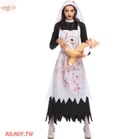 萬聖節 成人 吸血惡魔  恐怖修女服 節日派對  化妝舞臺  角色扮演服裝