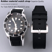 22mm 23mm Curved End Two Tone New Rubber Watchband Fit for Tudor Black Bay Bronze GMT Soft Silicone Waterproof Watch Strap