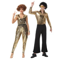 Men Women Vintage 70s 80s Hippie Costume Halloween Cosplay Carnival Party Music Festival Retro Disco Couples Dress Up
