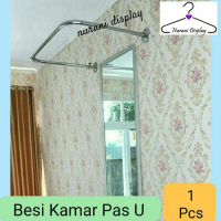 PREMIUM Tiang Besi Tirai Kamar Pas Fitting Room Kamar Ganti U Kotak Diskon
