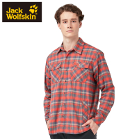 【Jack wolfskin 飛狼】男 長袖格子襯衫『橘色』