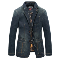 【巴黎精品】現貨+預購 西裝外套休閒西服(刷色牛仔寬鬆春夏薄款男外套2色a1ck18)