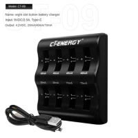 For 1220 1240 1620 1632 2032 2025 2016 2430 2440 2450 2477 Lithium Coin Battery 8 Slot Smart Charger Travel Portable Charger