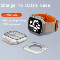 2 in 1 tegmental case For Apple Watch Case 44mm 45mm 41mm 40mm Tempered Glass Cover Change to Ultra iWatch Series 8 7 SE 6 5 3