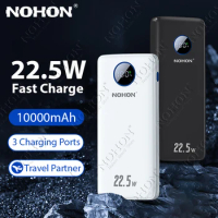 NOHON 10000mAh Power Bank Fast Charging Portable Charger For iPhone 15 Xiaomi Huawei Mini Powerbank Phone External Battery
