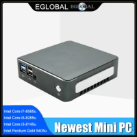 [Intel Core I7-8565U I5-8265U Quad Core] Eglobal Nuc Mini PC i7 Windows 10 Pro 2*DDR4 M.2 NVMe AC WiFi Micro Computer HDMI2.0 DP