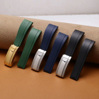 Tali Jam Tangan Getah, Untuk Lelaki dan Wanita, 20mm dan 22mm, Diperbuat daripada Getah Fluorubber,
