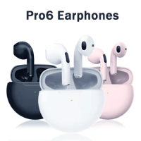 Pro 6 TWS Fone Bluetooth Earphones Wireless Headphones with Mic Touch Control Air Stereo Wireless Bluetooth Headset Earbuds