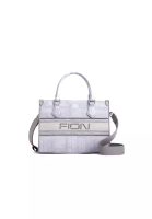 FION Oil Painting Jacquard with Leather Tote Bag