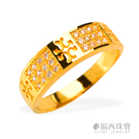 預購 福西珠寶 9999黃金戒指 宣告自由戒指窄版 十字架樣式 寶石風(金重：1.55錢+-0.03錢)