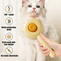Sisir Bulu Kucing Tombol Otomatis Pet Grooming Brush Curved Needle Hair Comb Sikat Rambut Hewan Peli