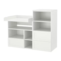 SMÅSTAD/PLATSA 嬰兒尿布更換桌, 白色 附框/附書櫃, 150x79x123 公分