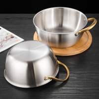 韓式304不銹鋼帶把手面碗拉面鍋涼拌菜盆打蛋盆沙拉盆調料攪拌盆