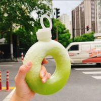 1x Portable 500ml Creative Donut Sports Water Bottle Fashion Travel Kettle with Strap High Temperature Resistant Annular Tea Cup