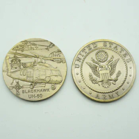USA Army Air Force Weapon Blackhawk UH-60 Helicopter Antique Bronze Military Token Challenge Commemorative Coin