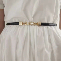BGS-171 Belt Ikat Pinggang Wanita Sabuk Gesper Fashion Casual Dewasa Kulit Sintetis Glossy Mutiara M