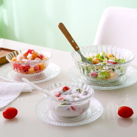 創意玻璃碗飯碗湯碗碟子家用透明米飯甜品小碗沙拉碗餐具碗碟套裝
