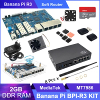 Banana Pi BPI-R3 KIT MediaTek MT7986 2GB RAM 8G EMMC 5GbE Network SFP 2.5GbE Openwrt Soft Router Board with Case Power Supply