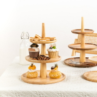 蛋糕點心托盤展示相思木質三層水果盤甜品臺雙層創意店鋪家用擺盤