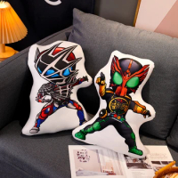 45cm Cute Kamen Rider Plush Toy Double-sided Printing Pillow Anime Masked Rider Ryuki Faiz Black RX Build Plushie Gift