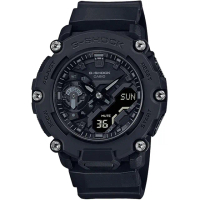 【CASIO 卡西歐】G-SHOCK 碳核心防護雙顯手錶 禮物 雙11(GA-2200BB-1A)