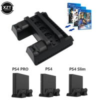 For PS4 Slim/PRO Dual Charger Charging Station with Cooling Fan Cooler for SONY Playstation 4 Slim/Pro Controller Vertical Stand