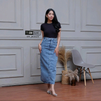 Rok Jeans Theana Skirt Denim Span Panjang