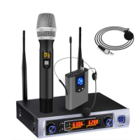 Professional Wireless Microphone Dual UHF Dynamic Karaoke Mic System