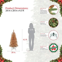 4.5 Ft. Pre-Lit Flocked Portland Pine Pencil Artificial Christmas Tree With 100 UL- Listed Clear Lights Free Shipping Decoration