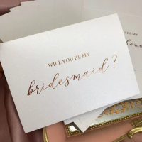 Will you be my bridesmaid card ,bridesmaid card ,maid of honour card.rose gold foil printing ,white pearl paper
