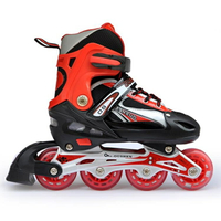 直排輪 輪滑溜冰鞋黑色輪子鞋正品直排套裝可調碼兒童男女旱冰鞋閃光輪