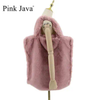 PINK JAVA QC20055 new arrival women bag faux fur handbag fake rabbit fur shopping bag