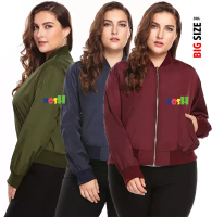 Jaket Bomber Wanita big size 3XL / Sweater Jaket Bomber Jumbo LD 130 cm NOSH Fashion
