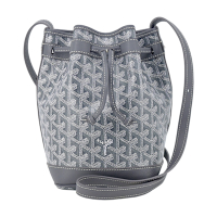GOYARD PEFLOT 經典塗料帆布束繩水桶包-小/灰
