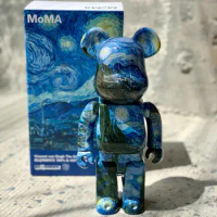Bearbrick 400% Starry Night Van Gogh Series Products ABS Plastic Joint Rotation Belt Sound 28cm Height Collection Gift Ornament