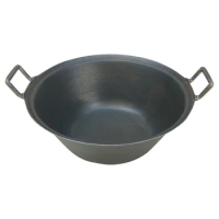 Cast Iron wok flat Bottom cooking pot no coating non stick classical camping outdoor Chinese Gas Cooker Cookware wok pan fry pan