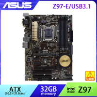 Z97 Motherboard LGA 1150 ASUS Z97-E/USB3.1 DDR3 32GB RAM Kit Xeon Intel Core i7 4770K Cpus DVI HDMI M.2 SATA3 ATX PCI-E 3.0