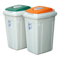 日式超大容量分類附蓋垃圾桶(95L)二入