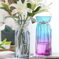 新款彩色玻璃花瓶插鮮花花瓶歐式水培花器現代簡約小清新桌面擺件