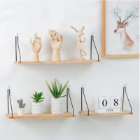 Simple Iron Wood Wall Shelf Home Living Room Bedroom Decoration Shelf Magazine Book Small Potted Plant Rack New Organizadores