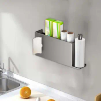 Paper Towel Holder Fridge Organizer Portable Trash Bag Holder Wall Mount for Bathroom Cabinet Household Laundry Food Cling Film