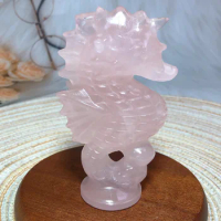 Natural Crystals Rose Quartz Sea Horse Rainbow Flash Reiki Healing High Quality Wholesale Carving Energy Gift Mineral Ore