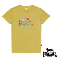 【LONSDALE 英國小獅】夏日扶桑花LOGO短袖T恤-鵝黃LT002