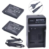 Batmax 2Pcs DMW-BCK7 NCA-YN101G BCK7 Battery +Car Charger for Panasonic Lumix DMC-FS28 DMCFH2 DMC FH4 FH5 FH6 FH25 FH27 FP5 FT30