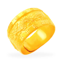 【福西珠寶】買一送一黃金戒指 金龍寬戒 甲辰龍年實心龍戒(金重5.32錢+-0.03錢)