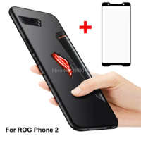 For Asus Rog Phone II ZS660KL Case Z01QD Case Cover + Screen Protector Tempered Glass Protective Film For Asus Rog Phone 2 3