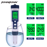 5 IN 1 PH Temperature TDS EC Salinity Meter Digital Waterproof With Automatic Calibration Function Water Quality PH Tester