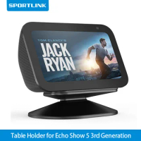 SPORTLINK Table Holder for Echo Show 5 3rd Generation 2023 Magnetic Stand Adjustable Tilt Angle Anti Slip Base Accessories Black